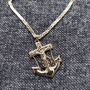Gold Plated 18 inch Necklace with Anchor Pendent